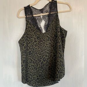 olive green leopard print lace tank express